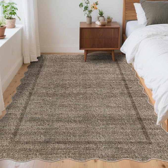 GarveeHome Scalloped Washable Area Rug 4x6 Small Entryway Rug Non Slip | Modern - Image 3