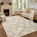GarveeHome Beige Washable Area Rug 5x7, Retro Floral Low Pile Non Slip Living by GarveeHome