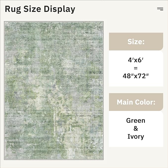 Soalmost Abstract 4x6 Area Rug Washable Rugs - Image 5