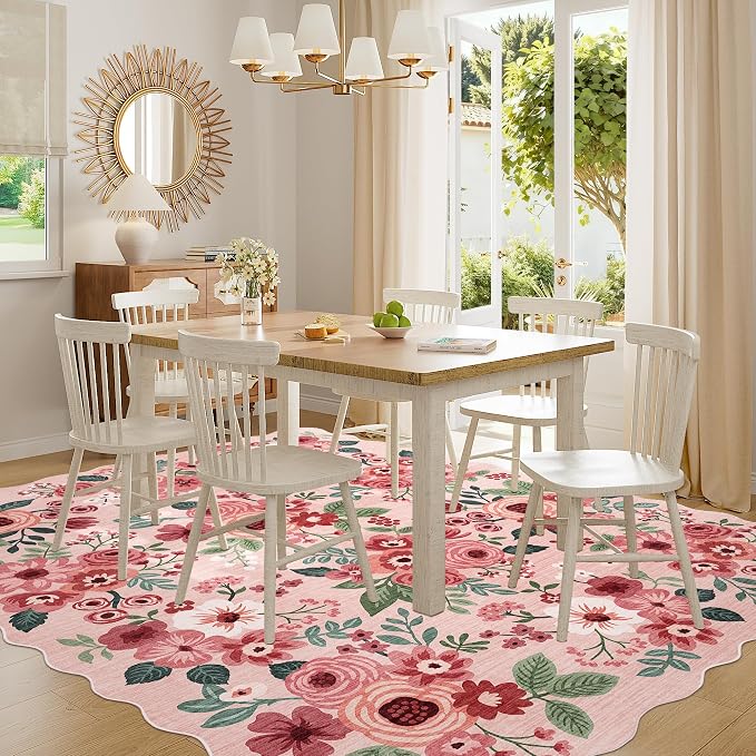 DUKINO 8x10 Area Rug for Living Room, Floral Washable Rug Non Slip, Low Pile - Image 8