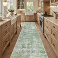 Soalmost Abstract Runner Rug 2x8 Hallway Kitchen Runners Green/Ivory | Vintage by Soalmost
