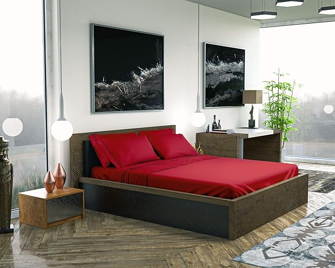DREAMCARE King Size Sheets Set – 6 pcs Cooling Bed Sheets – up to 21” Deep Pocket King Sheet Set – 2500 Supreme Collection – Extra Soft 100% Brushed Microfiber Hotel Luxury with Side Pocket – Burgundy