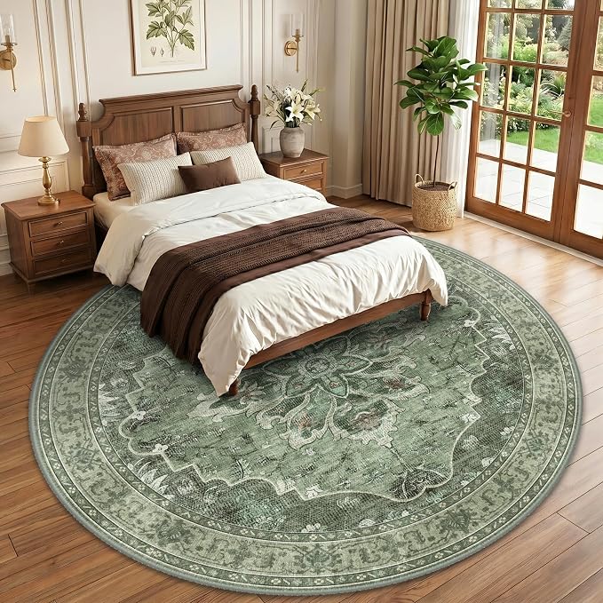 RELEANY Washable Area Rug, Round 10ft, Water Repellent, Pet Friendly, Vintage - Image 2