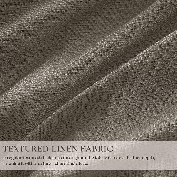 Taupe Pleated Linen Blackout Curtains 84 Inch Long - Image 3