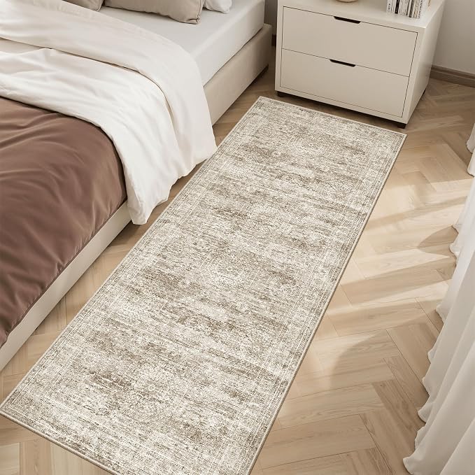Soalmost Runner Rug 2x5 Washable Non-Slip Kitchen Entry Runners Brown | Soft by Soalmost