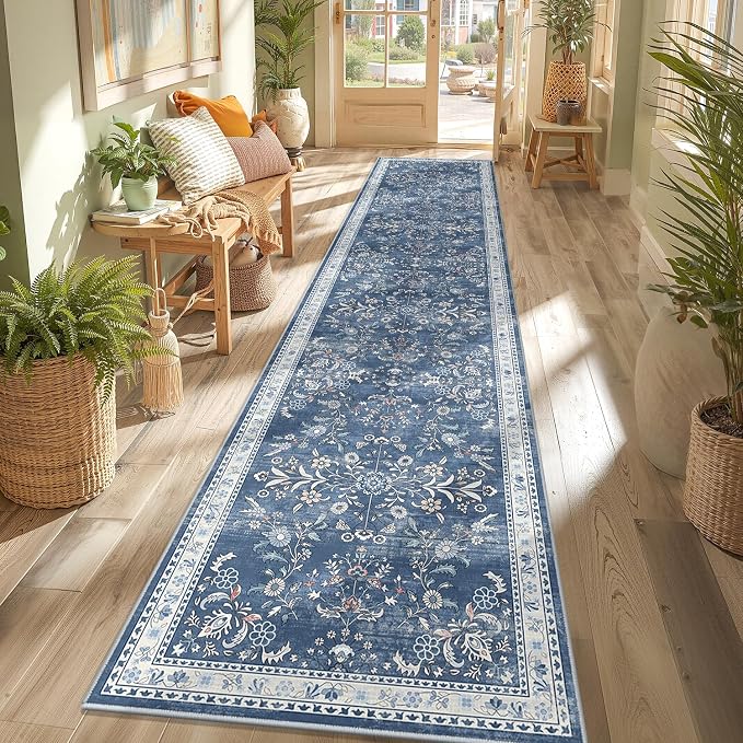 Yamaziot 2x10 Washable Hallway Runner Rug Non Slip Floral Carpet, Stain - Image 3