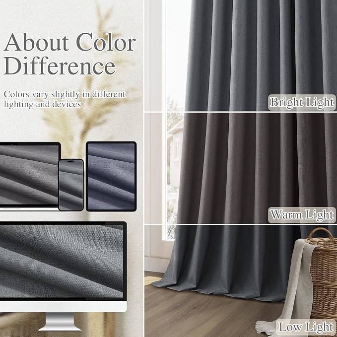 100% Blackout Curtains 84 Inch Length 2 Panels Set - Image 7