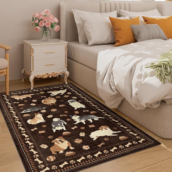 DUKINO 3x5 Rug, Washable Dog Bedroom Area Rug Soft Non Slip, Non-Shedding - Image 3