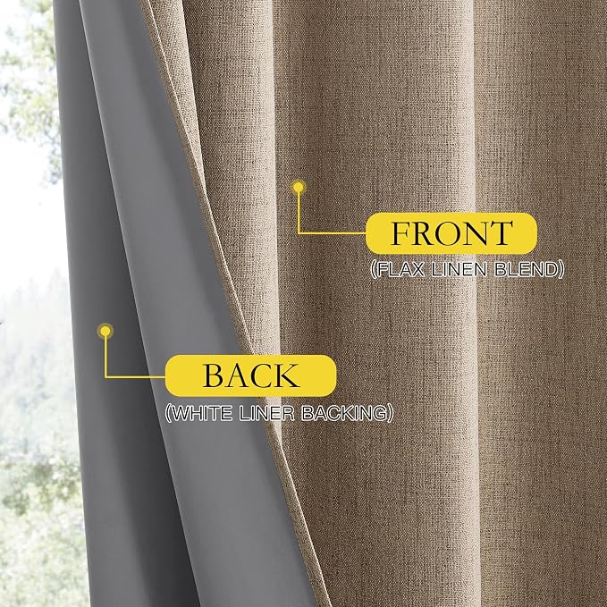 NICETOWN Burlap Vintage Open Linen Weave Flax Thermal Curtains, 100% Blackout - Image 7