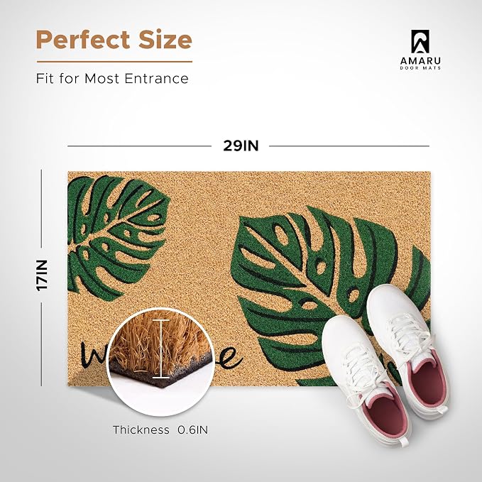 Coir Welcome Mat, 17 x 29 in | 100% Natural Coir, Anti-Shedding, Durable PVC - Image 3