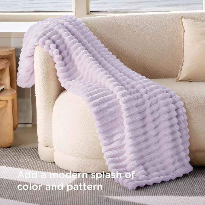 Bedsure Soft Throw Blanket for Couch Decor Gifts Lavender Fog 50"x70" | - Image 3