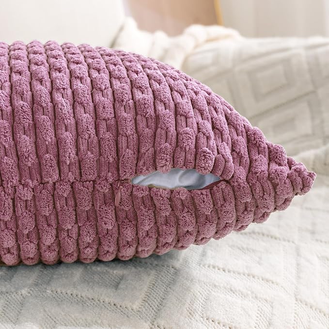 Set of 4 Pink Decorative Throw Pillow Covers 20x20 Inch Corduroy Pillow Covers - Image 6