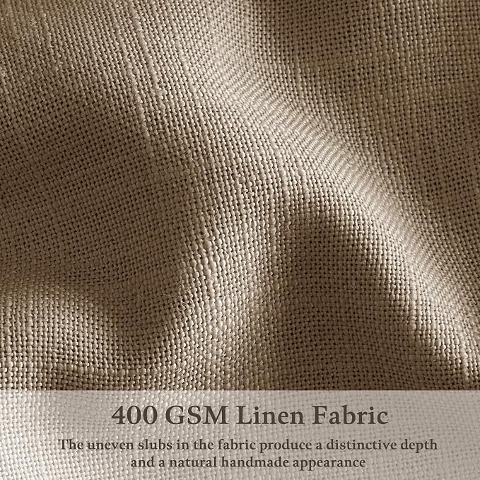 96 Inches Pleated Linen Tan Latte Memory Train Semi Sheer Curtains 2 Panels | - Image 2