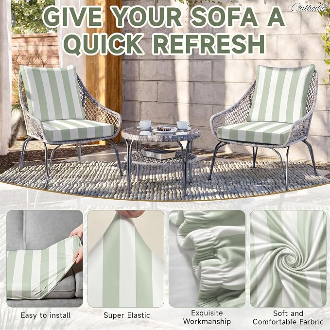 CALBODE 12 Pcs Outdoor Seat Cushion Covers - Image 4