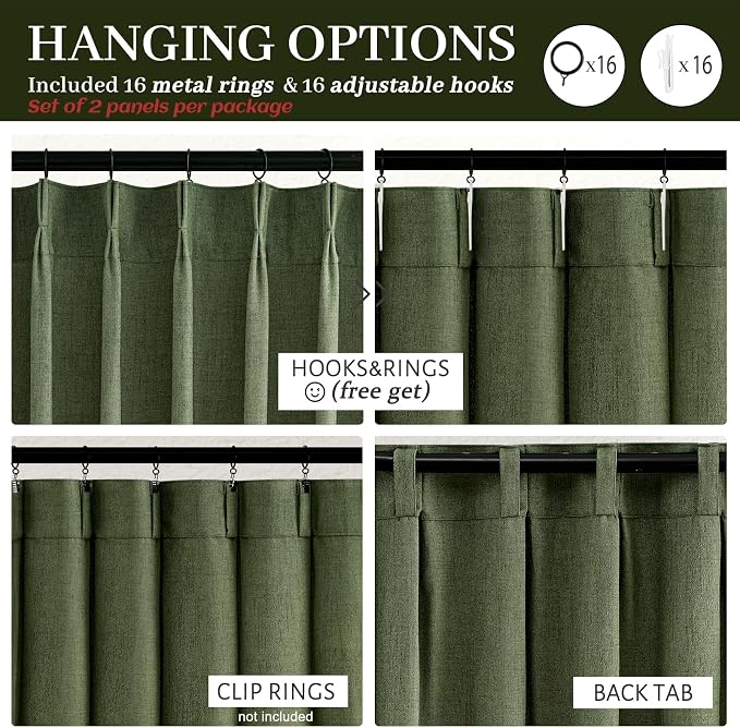Loden Pinch Pleated Floor to Ceiling Long Curtains 120 Length, Vintage Curtains - Image 4