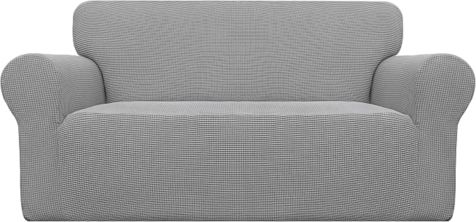 Easy-Going Stretch Loveseat Couch Covers Washable Light Gray | 1-Piece Loveseat by Easy-Going