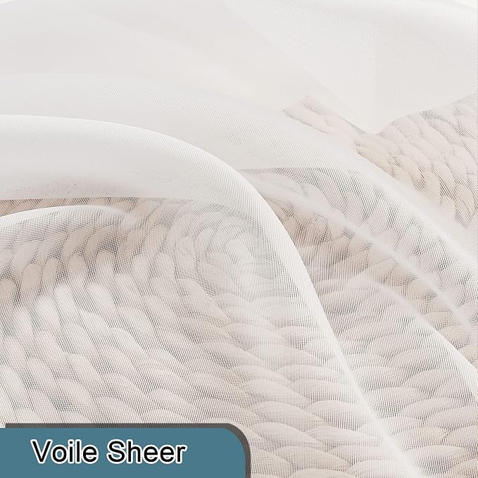 Ivory Sheer Curtains 45 Inch Length 2 Panels, Short Voile Drapes - Image 8