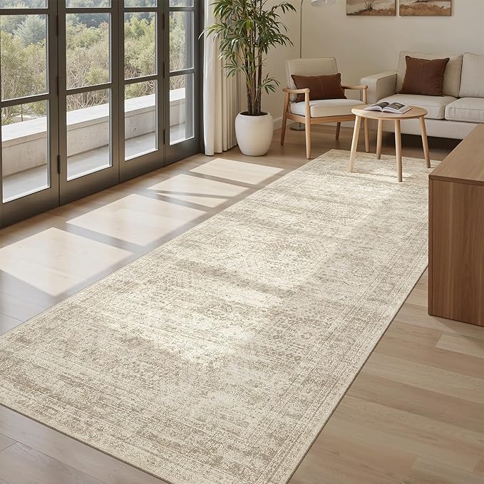 Soalmost Washable 4x8 Hallway Runner Rug Non-Slip Kitchen Entry Rugs Beige | - Image 2