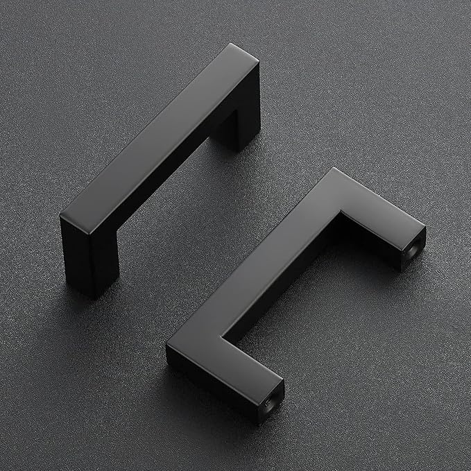 Ravinte 5 Pack Squre Cabinet Pulls 2-1/2 Inch Black Kitchen Cabinet Handles Matte Black Kitchen Hardware for Cabinet Black Drawer Pulls Black Square Cabinet Pulls Drawer Handles Come with Screwdriver