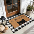 2 Pcs Welcome Peasants Black Cat Door Mat Set, Layered Artificial Coir Doormat by Unknown