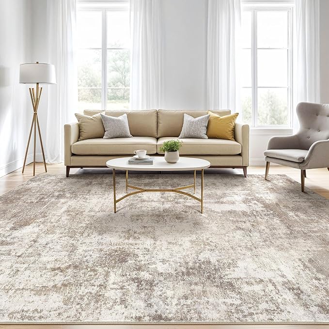 LOONGRUG Area Rug 5x7 Washable Neutral Modern Living Room Rugs Brown Beige | - Image 5