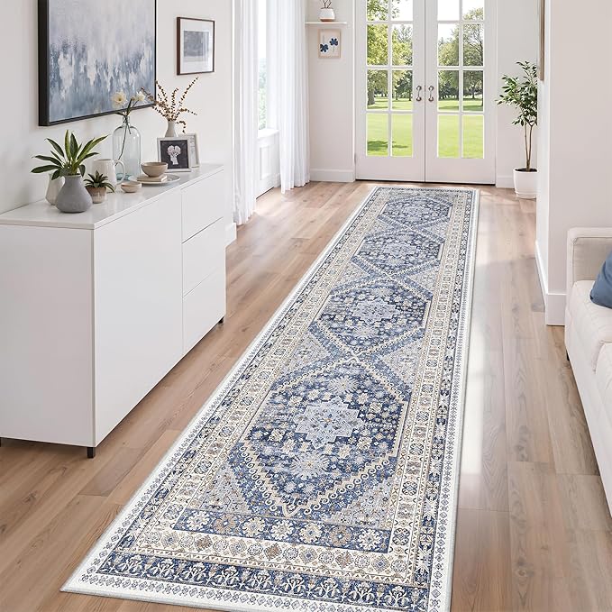 2'6 x 10' Runner Rug Non Slip, Washable Kitchen Rugs, Living Room, Long Rug by Zesthome