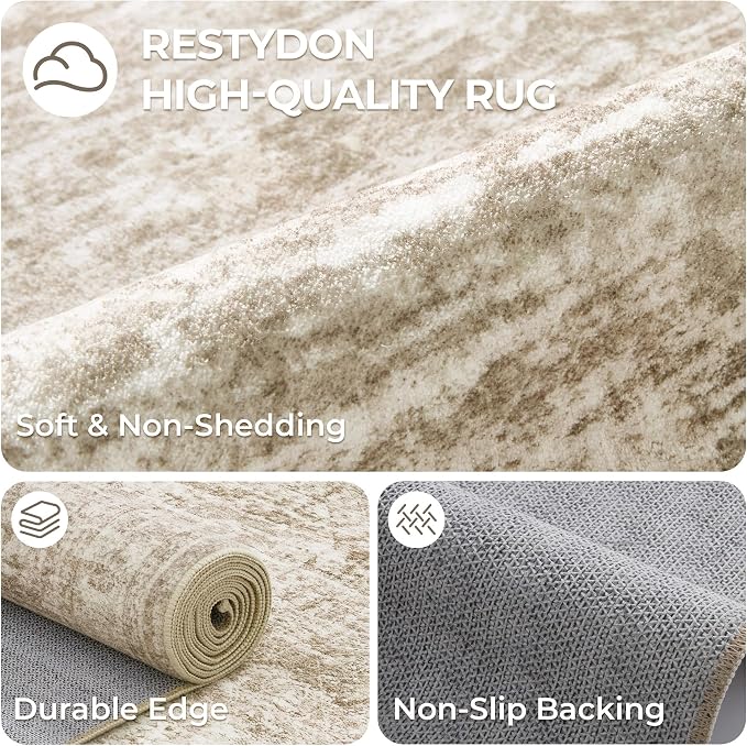 5x7 Area Rugs for Living Room, Large Washable Rug, Dining Room, Low Pile - Image 7