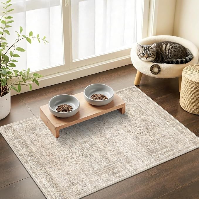 Schweek 2x3 Beige Entryway Rugs Washable Non-Slip Neutral Area Rug Door Mat | - Image 3
