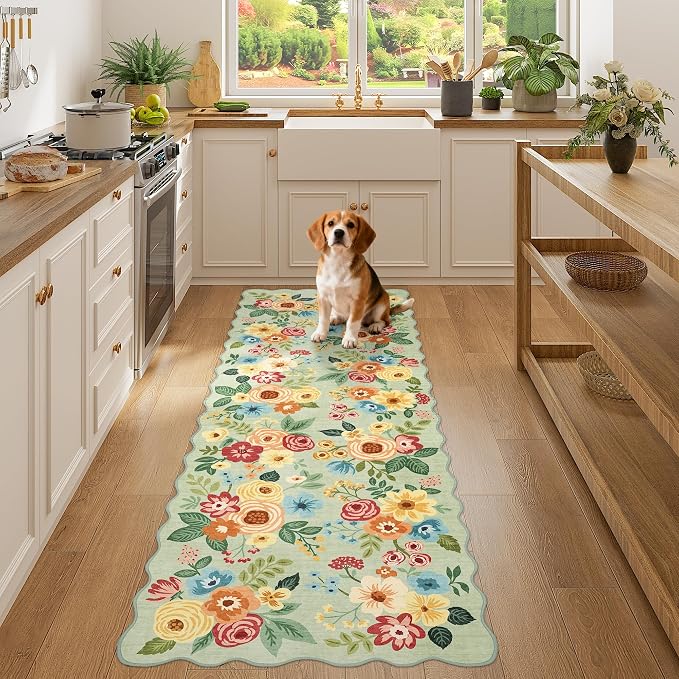 DUKINO 2x6 Runner Rug, Floral Washable Rug - Image 4