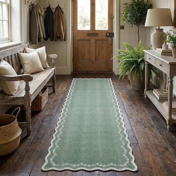 GarveeHome 2x6 Scalloped Washable Runner Rug Non Slip Hallway Kitchen Rug | by GarveeHome
