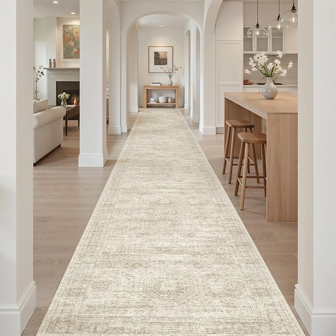 Soalmost Washable 3x20 Hallway Runner Rug Non-Slip Kitchen Entry Rugs Beige | by Soalmost