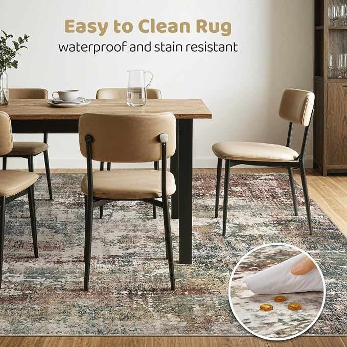 LOONGRUG 7x9 Area Rug Washable Large Neutral Modern Living Room Rugs | Abstract - Image 6