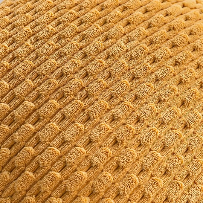 Set of 4 Mustard Yellow Decorative Throw Pillow Covers 16x16 Inch Corduroy - Image 5
