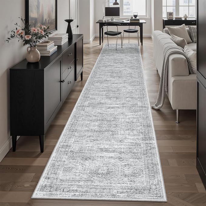 Soalmost Runner Rug 2x12 Washable Non-Slip Hallway Kitchen Runners Grey | Stain by Soalmost