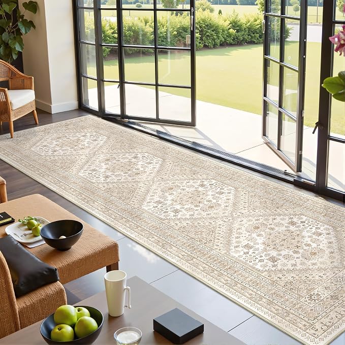 Runner Rug 2x10, Washable Rugs for Entryway Rug, Cream/Beige | Non Slip Kitchen - Image 4