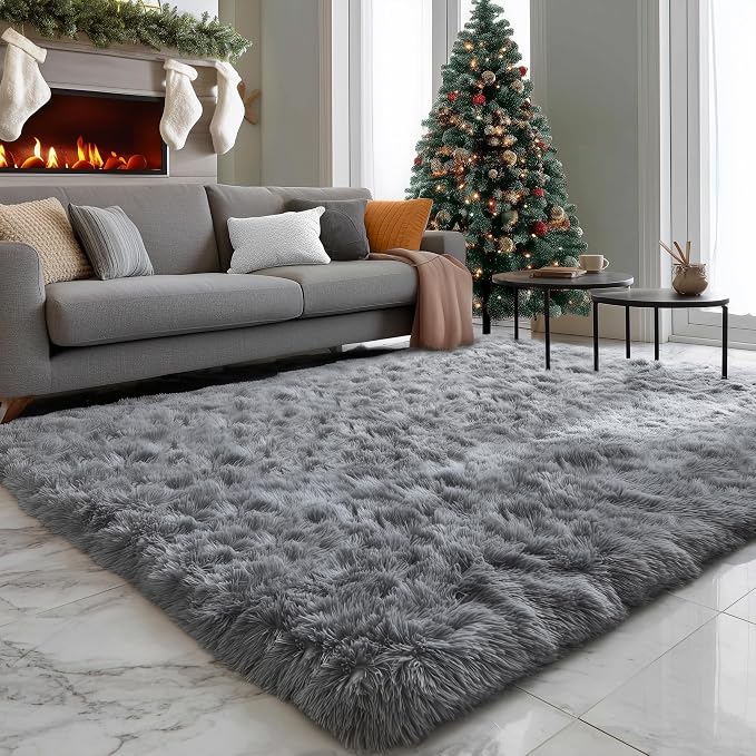8x10 Living Room Rug Grey, Soft Large Rugs - Image 3
