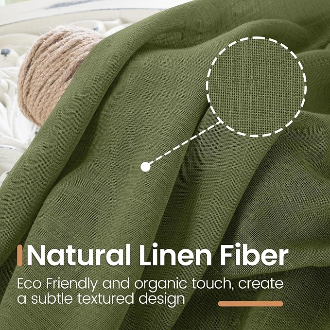 BGment Green Linen Curtains 48 Inches Long - Image 3