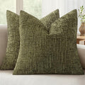 MIULEE Chenille Textured Throw Pillow Covers Olive Green 18x18 Set of 2 | by MIULEE