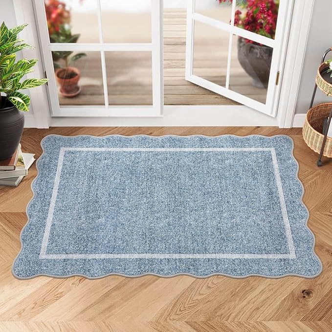 GarveeHome Scalloped Door Mat Indoor Entrance 2x3 Washable Non Slip by GarveeHome