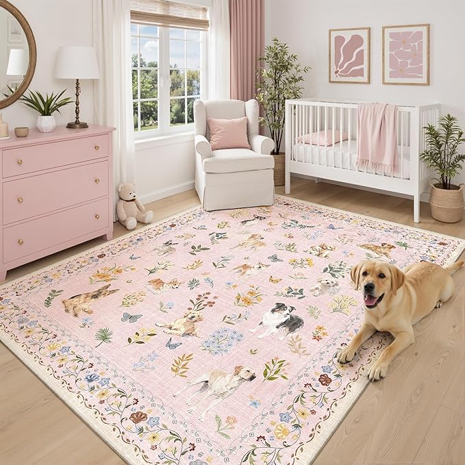 Soalmost Dog 6x9 Pink Area Rugs by Soalmost