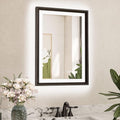 TETOTE 20x28 LED Mirror for Bathroom Black Metal Frame Frontlit & Backlit Lighted Vanity Mirror Baroque Anti Fog Stepless Dimmable White/Warm/Natural,CRI90+,Wall Mounted(Horizontal/Vertical)