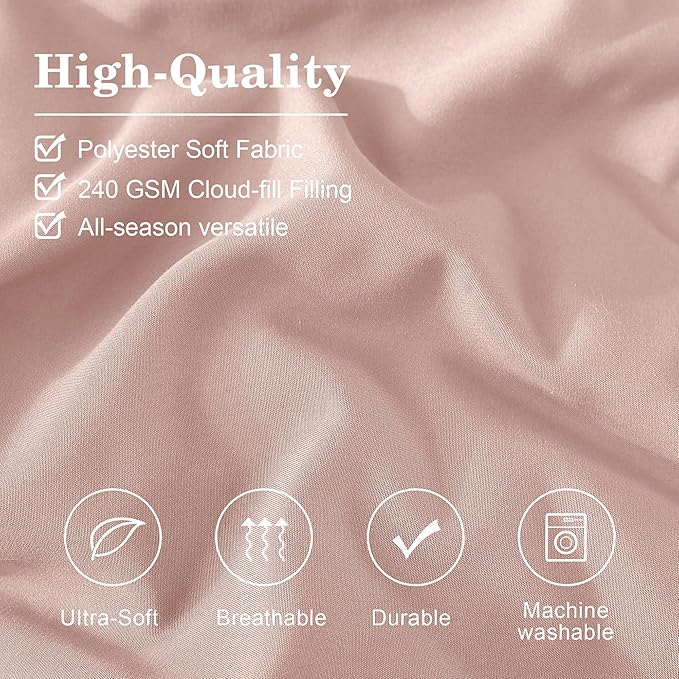 Monbix Twin XL Size Comforter Set - Extra Long 5 Pieces Dorm Bedding Sets, Quilting Design Fluffy Bed in a Bag Twin XL with Sheets, Pillowcase & Sham(Light Pink)