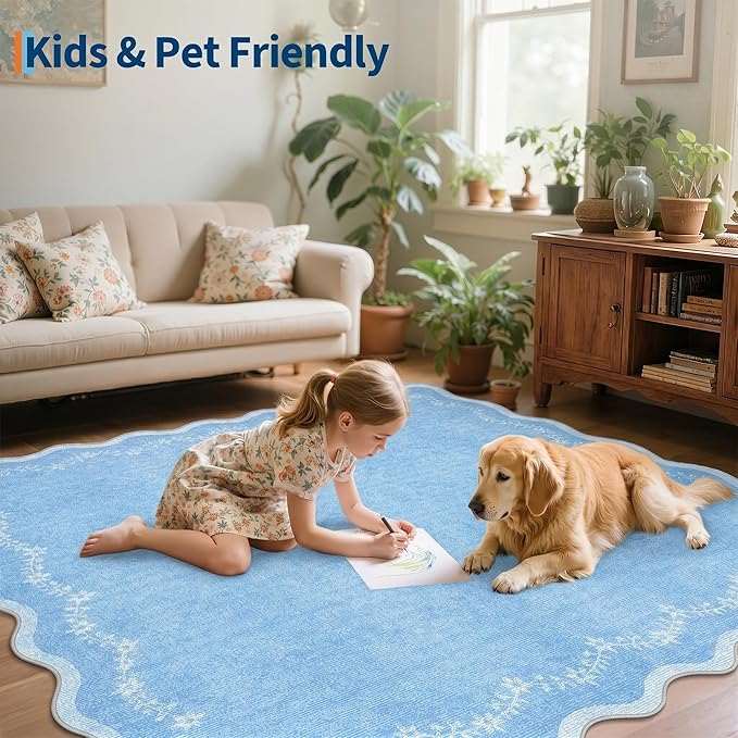 GarveeHome 2.5x8 Scalloped Washable Runner Rug Non Slip Hallway Kitchen Rug | - Image 7