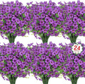 Ouddy Decor 24 Bundles Artificial Flowers for Outdoors Fake Silk Flowers UV Resistant Faux Plastic Plants for Spring Summer Garden Porch Window Box Table Vase Home Indoor Outdoor Decoration, Purple