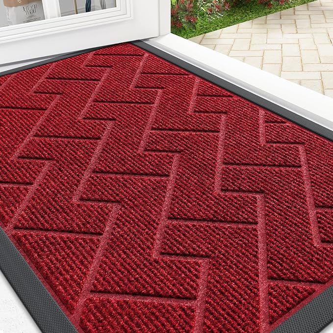 OLANLY Front Door Mat Outside 29.5x17, All-Season Absorbent Rubber Doormat | by OLANLY