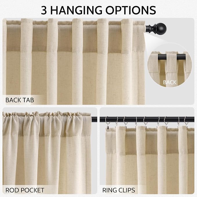 Tan Semi Sheer Curtains 72 Inches Long - Image 2