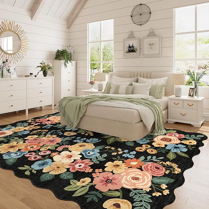 DUKINO 6x9 Area Rugs, Floral Washable Rug - Image 8