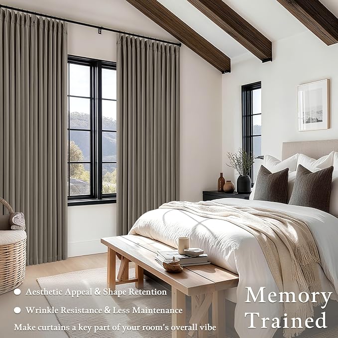 Dark Taupe 96 Inch Blackout Pinch Pleated Curtains 2 Panels - Image 4