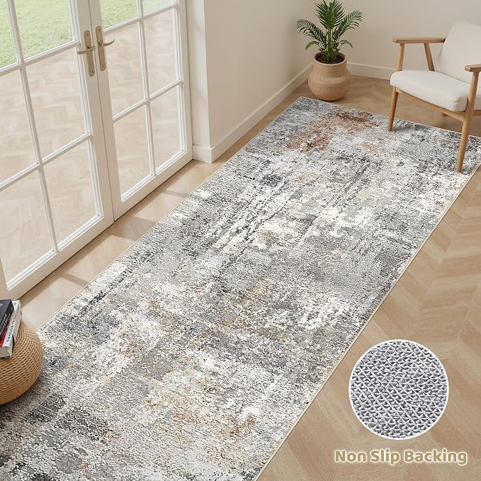 LOONGRUG Runner Rug 3x8 Washable Non-Slip Kitchen Neutral Modern Rug | Abstract - Image 3