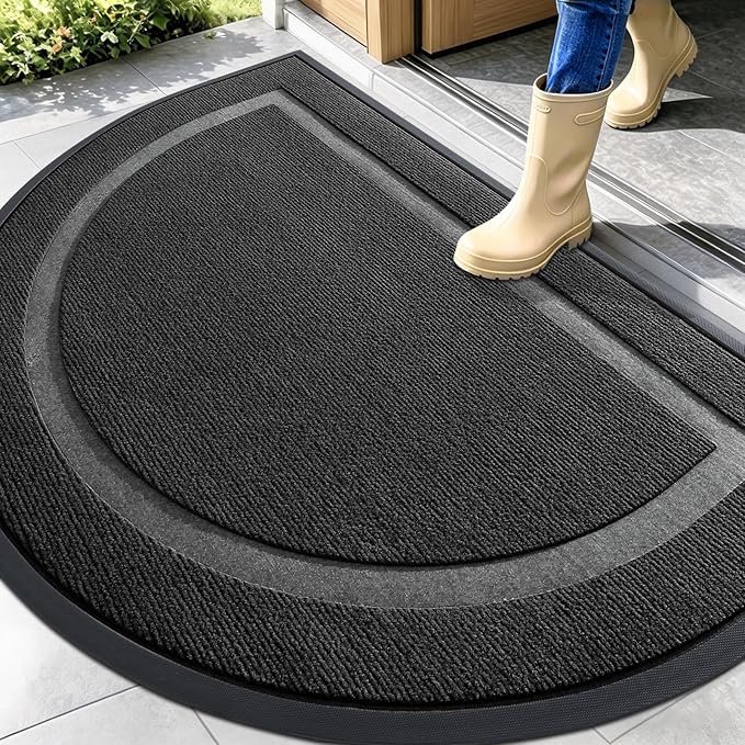OLANLY Half Circle Front Door Mat Outside 47x32 All-Season Rubber Doormat | by OLANLY